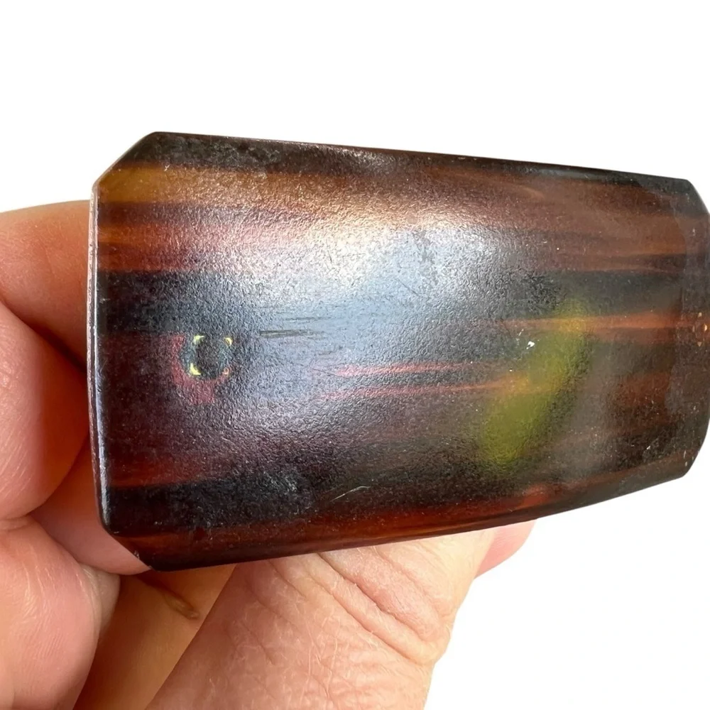 Vintage Tortoise Shell Hair Clip Made in France Rectangular Clipped Corners FLAW